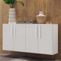 Aparador Buffet 4 Portas Suspenso Viena V3605 Branco Branco - 7