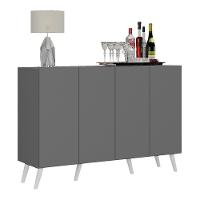 Aparador Buffet 4 Portas Retrô Veneza Multimóveis V3556 Grafite/Branco Grafite/Branco - 1