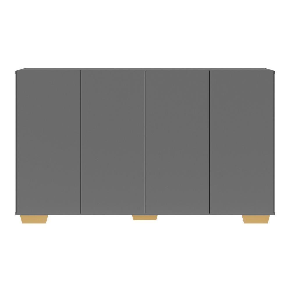 Aparador Buffet 4 Portas Com Pés Quadrados Veneza Multimóveis V3557 Grafite/Natural Grafite/Natural - 2