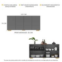 Aparador Buffet 4 Portas Com Pés Quadrados Veneza Multimóveis V3557 Grafite/Natural Grafite/Natural - 5