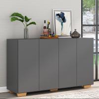 Aparador Buffet 4 Portas Com Pés Quadrados Veneza Multimóveis V3557 Grafite/Natural Grafite/Natural - 6