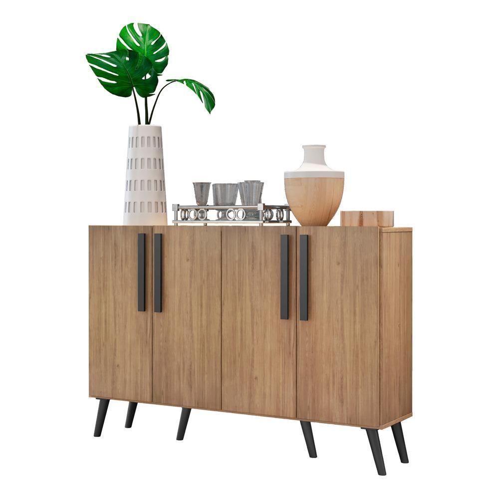 Aparador Buffet 4 Portas Com Pés Retrô Viena Rustic/preto - 1