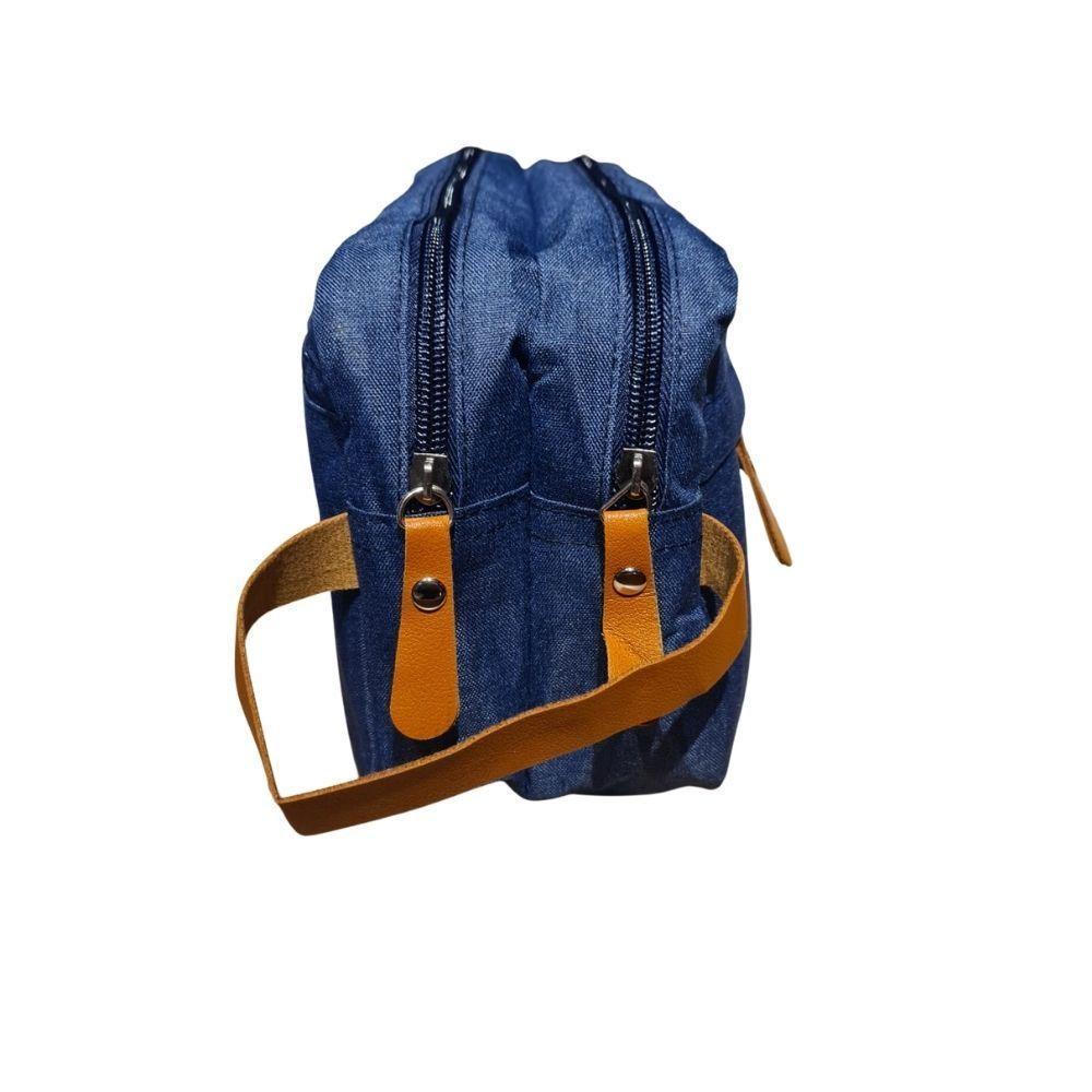 Bolsa Necessaire Masculina Feminina Organizadora Multifuncional Portátil Viagem Trabalho Impermeável Azul - 4