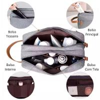 Bolsa Necessaire Masculina Feminina Organizadora Multifuncional Portátil Viagem Trabalho Impermeável Cinza - 3