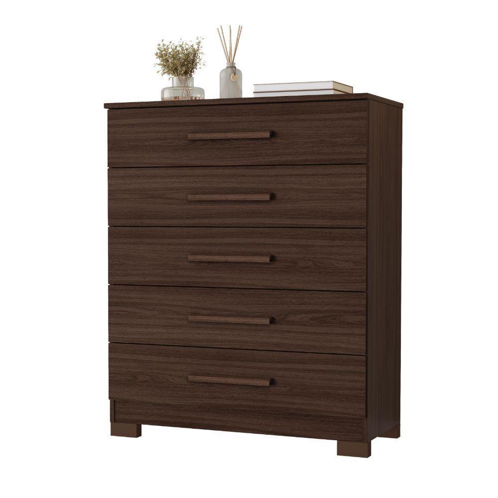 Cômoda Cristina 5 Gavetas Tampo De 18mm Pés Em Pvc Jcm Café Soft - 1