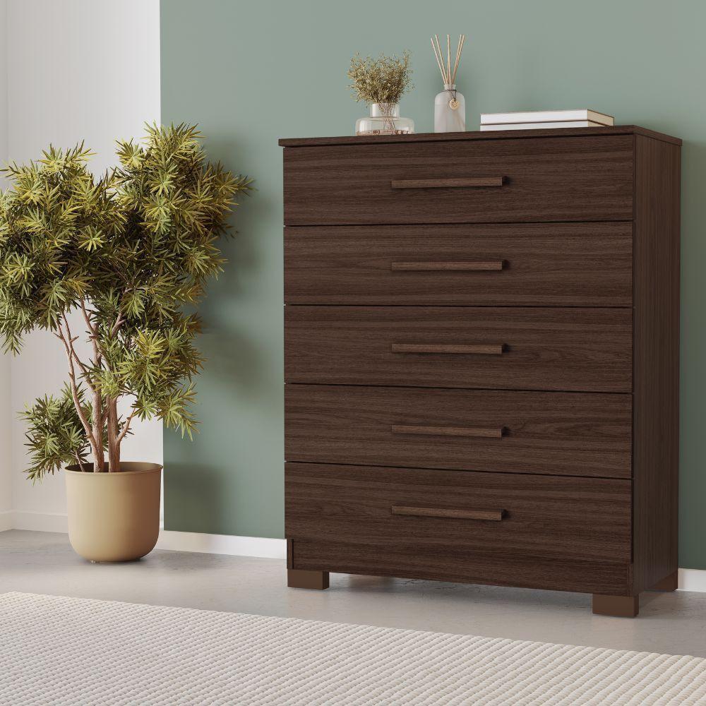 Cômoda Cristina 5 Gavetas Tampo De 18mm Pés Em Pvc Jcm Café Soft - 2