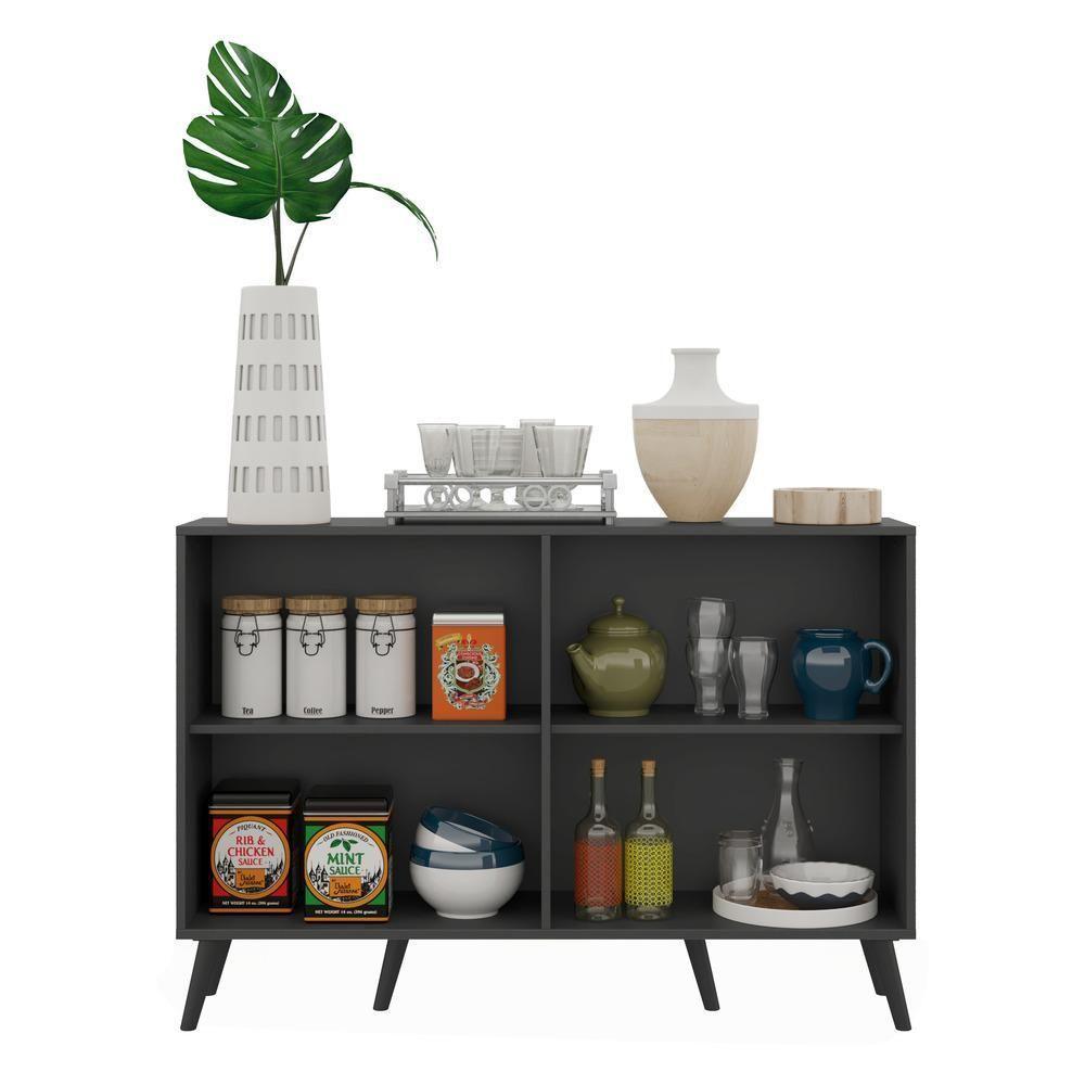 Aparador Buffet 4 Portas Retrô Viena V3606 Preto Preto - 4