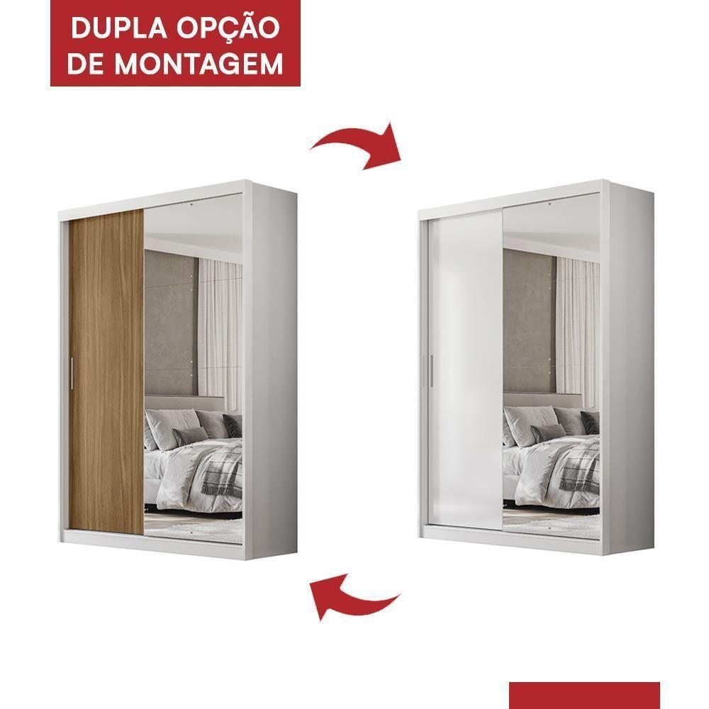 Guarda Roupa Casal Riva 2 Portas Deslizantes Flex Branco/amêndola Touch Com Espelho - Demóbile Branco/amêndola Touch - 6