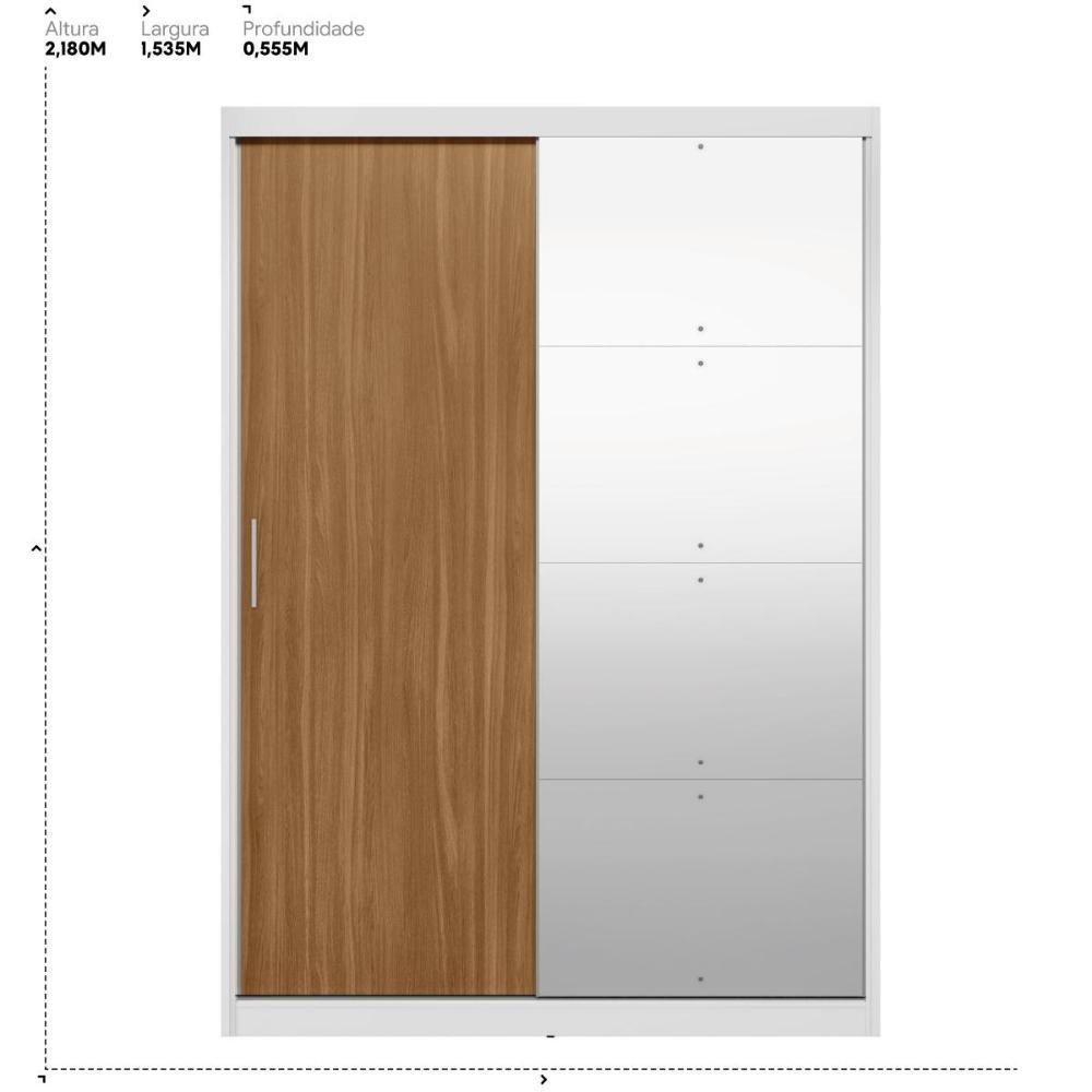 Guarda Roupa Casal Riva 2 Portas Deslizantes Flex Branco/amêndola Touch Com Espelho - Demóbile Branco/amêndola Touch - 7