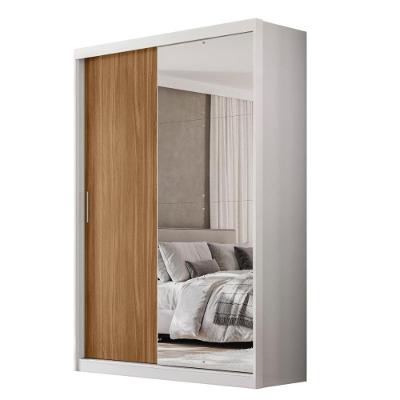 Guarda Roupa Casal Riva 2 Portas Deslizantes Flex Branco/amêndola Touch Com Espelho - Demóbile Branco/amêndola Touch