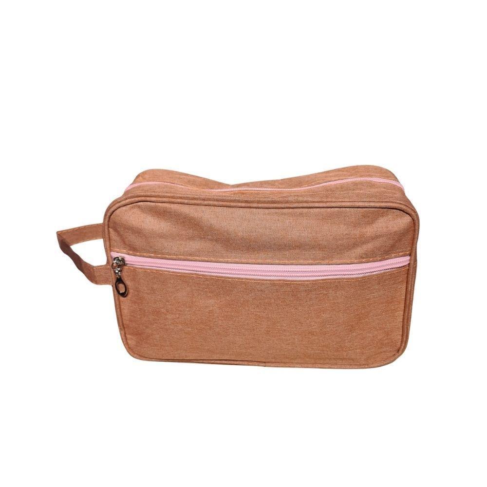 Necessaire Bolsa Para Maquiagem E Cosméticos Multifuncional Portátil Impermeável Rosa - 1