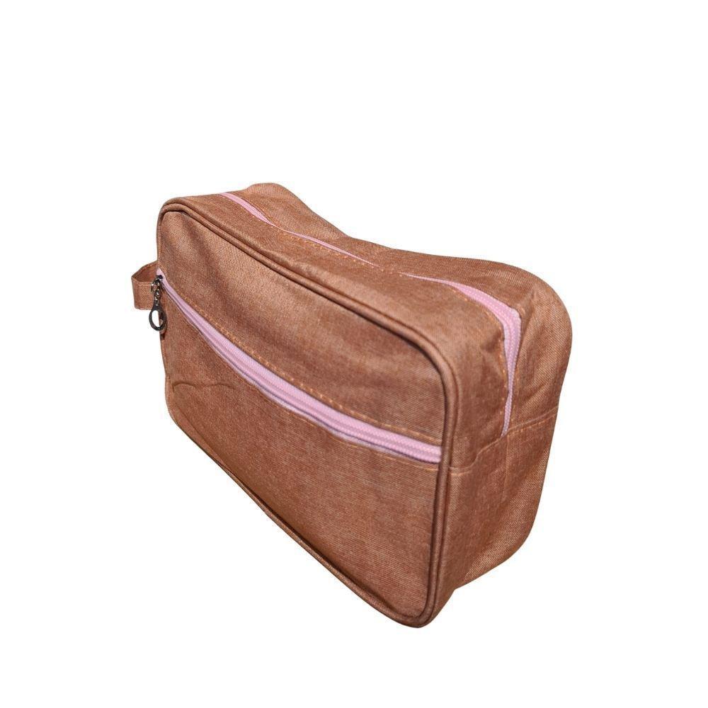Necessaire Bolsa Para Maquiagem E Cosméticos Multifuncional Portátil Impermeável Rosa - 2