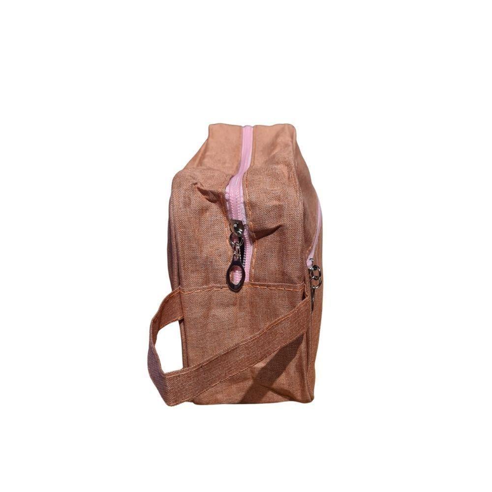 Necessaire Bolsa Para Maquiagem E Cosméticos Multifuncional Portátil Impermeável Rosa - 3