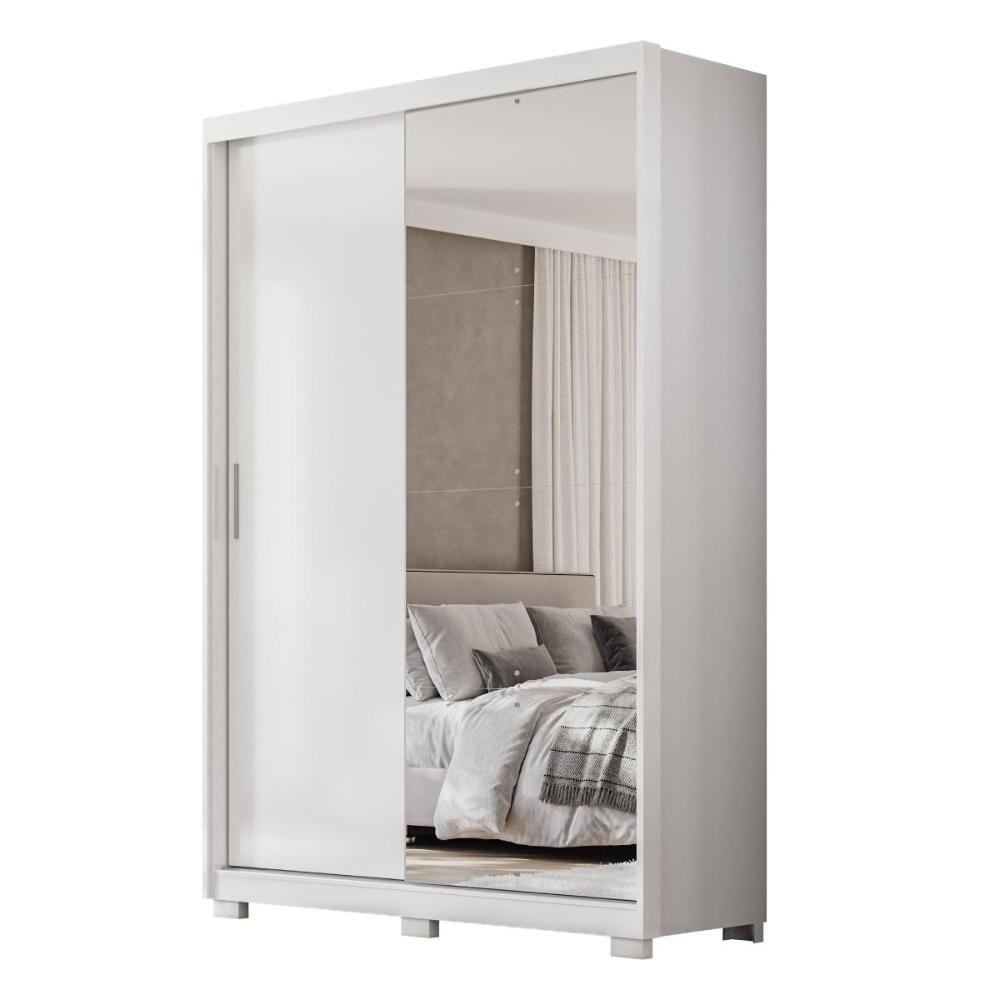 Guarda Roupa Casal Riva 2 Portas Deslizantes Flex Branco Com Espelho E Pés - Demóbile Branco - 1