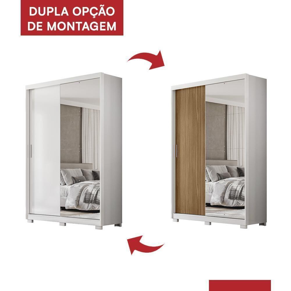 Guarda Roupa Casal Riva 2 Portas Deslizantes Flex Branco Com Espelho E Pés - Demóbile Branco - 6