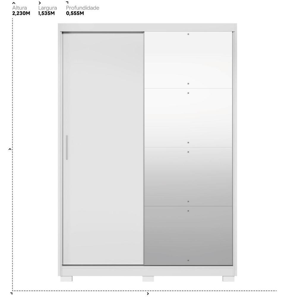 Guarda Roupa Casal Riva 2 Portas Deslizantes Flex Branco Com Espelho E Pés - Demóbile Branco - 7