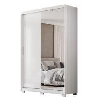 Guarda Roupa Casal Riva 2 Portas Deslizantes Flex Branco Com Espelho E Pés - Demóbile Branco - 1