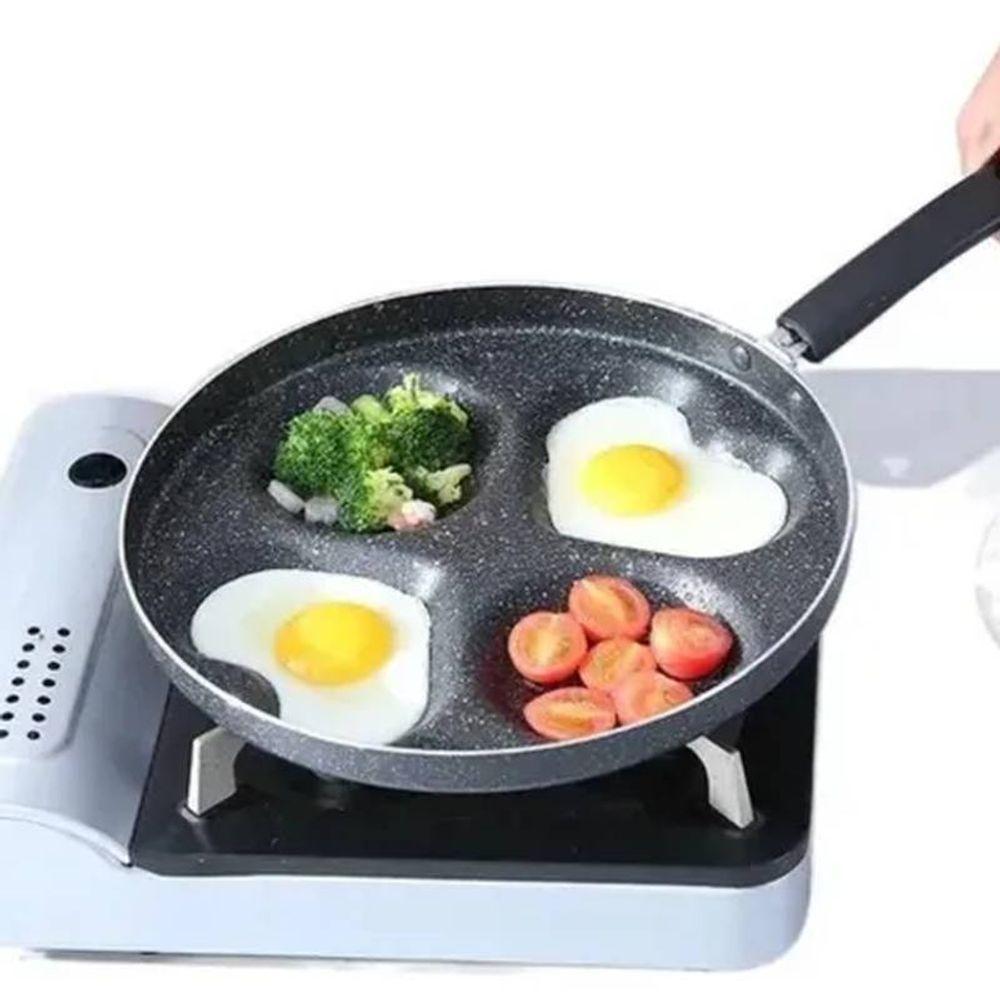 Frigideira Preta 24,5cm Antiaderente Com 4 Divisórias Ovos - 2