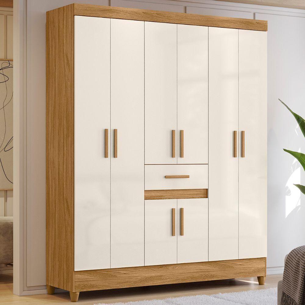 Guarda Roupa Casal Portugal 6 Portas 165 Cm Moval Freijo Off White - 2