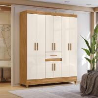 Guarda Roupa Casal Portugal 6 Portas 165 Cm Moval Freijo Off White - 7