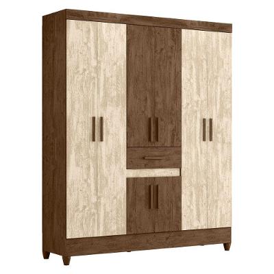 Guarda Roupa Casal 6 Portas 165 Cm Portugal Moval Castanho Wood Avela Wood