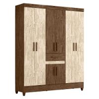 Guarda Roupa Casal 6 Portas 165 Cm Portugal Moval Castanho Wood Avela Wood - 1