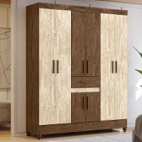 Guarda Roupa Casal 6 Portas 165 Cm Portugal Moval Castanho Wood Avela Wood - 3