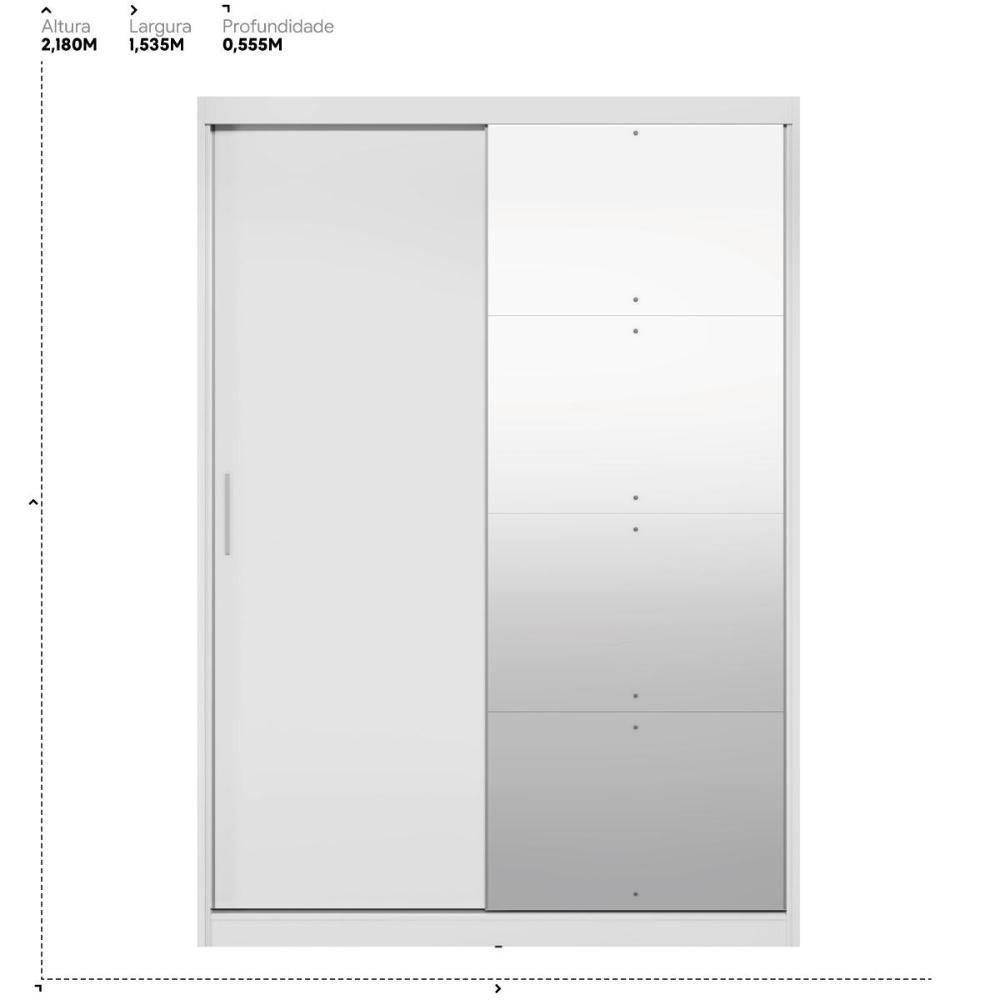 Guarda Roupa Casal Riva 2 Portas Deslizantes Flex Branco Com Espelho - Demóbilez Branco - 7