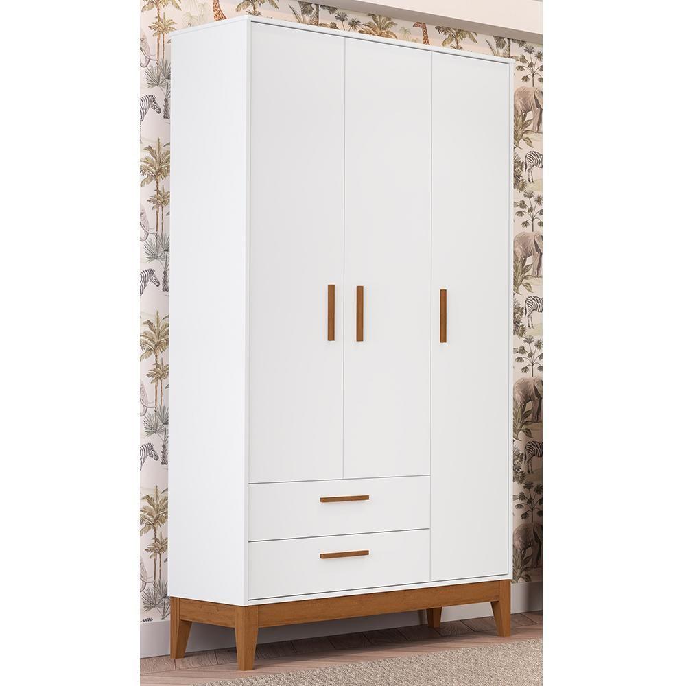 Guarda Roupa Infantil Flip 3 Portas E 2 Gavetas Branco Fosco - Reller Móveis Branco Fosco - 2