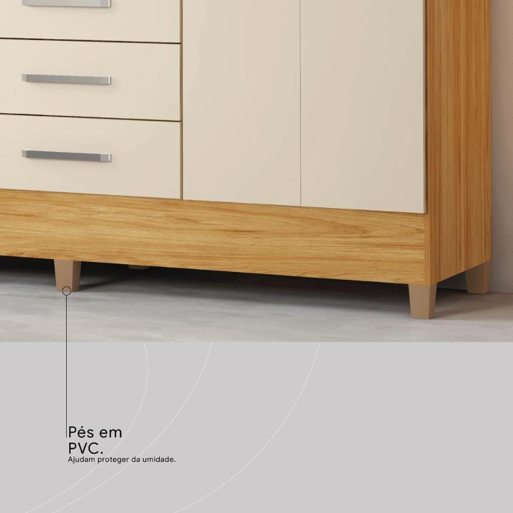 Guarda Roupa Capelinha Pérsia 4 Portas Cinamon Touch/off White Com Espelho - Demóbile Cinamon Touch/off White - 7