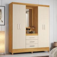 Guarda Roupa Capelinha Pérsia 4 Portas Cinamon Touch/off White Com Espelho - Demóbile Cinamon Touch/off White