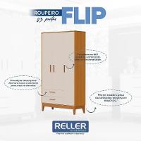 Guarda Roupa Infantil Flip 3 Portas E 2 Gavetas Areia Fosco/savana - Reller Móveis Areia Fosco/savana