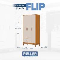 Guarda Roupa Infantil Flip 3 Portas E 2 Gavetas Areia Fosco/savana - Reller Móveis Areia Fosco/savana - 6