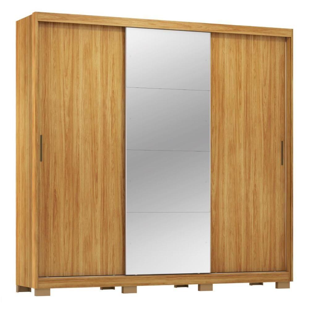 Guarda Roupa Dalila 3 Portas, 4 Gavetas, 3 Cabideiros Flex Cinamon Touch Com Espelho E Pés - Demóbile Cinamon Touch - 1