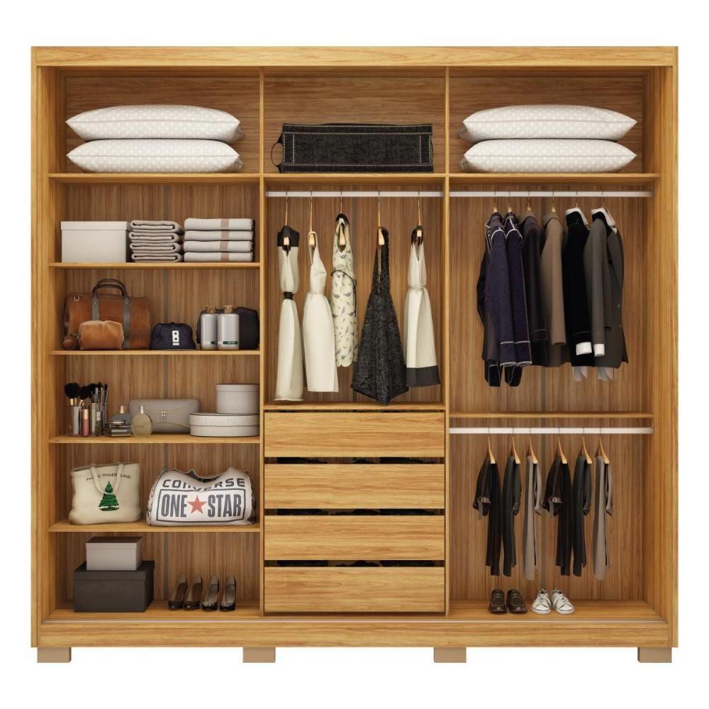 Guarda Roupa Dalila 3 Portas, 4 Gavetas, 3 Cabideiros Flex Cinamon Touch Com Espelho E Pés - Demóbile Cinamon Touch - 2