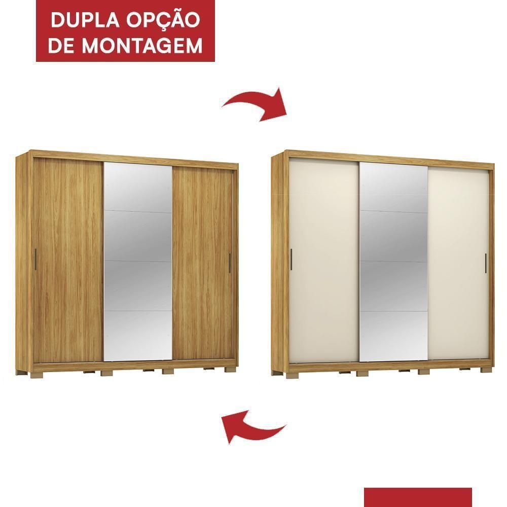 Guarda Roupa Dalila 3 Portas, 4 Gavetas, 3 Cabideiros Flex Cinamon Touch Com Espelho E Pés - Demóbile Cinamon Touch - 4