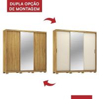 Guarda Roupa Dalila 3 Portas, 4 Gavetas, 3 Cabideiros Flex Cinamon Touch Com Espelho E Pés - Demóbile Cinamon Touch