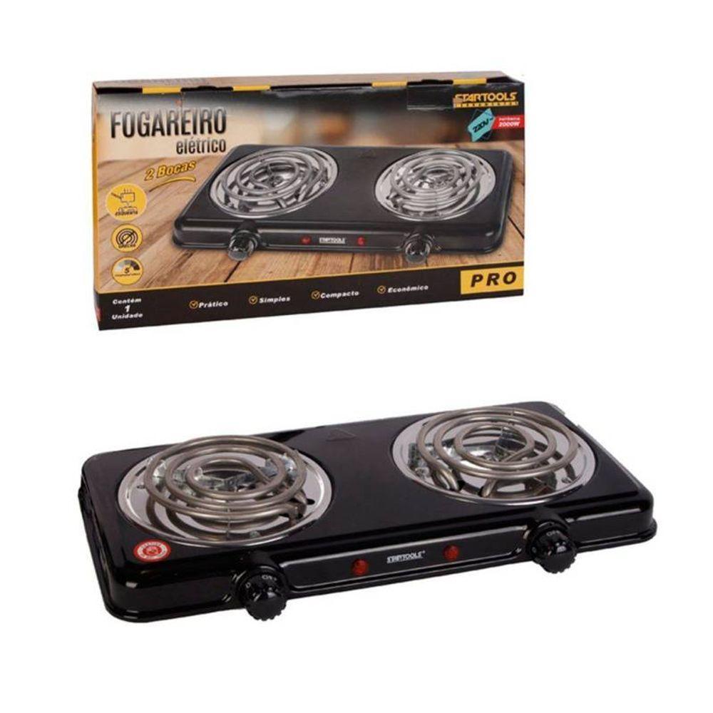 Fogareiro Elétrico 2000w Preto Fogão Portátil 2 Bocas 220V - 2
