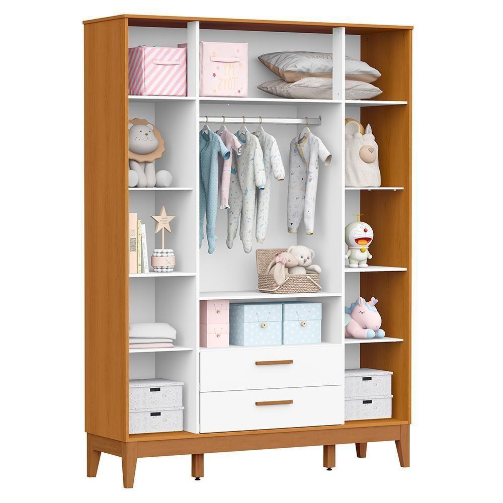 Guarda Roupa Infantil Flip 4 Portas E 2 Gavetas Branco Fosco/savana - Reller Móveis Branco Fosco/savana - 3