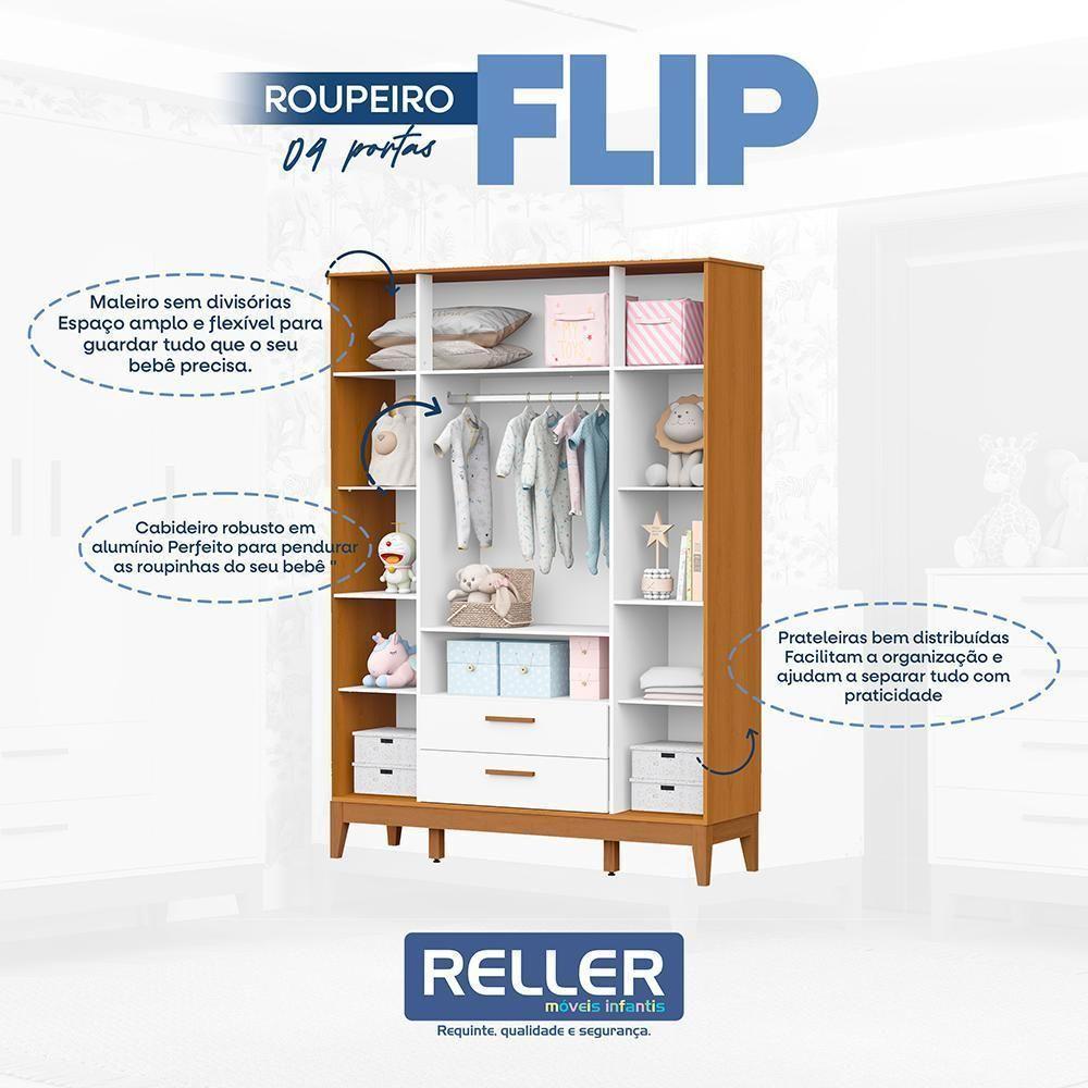 Guarda Roupa Infantil Flip 4 Portas E 2 Gavetas Branco Fosco/savana - Reller Móveis Branco Fosco/savana - 5