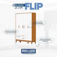 Guarda Roupa Infantil Flip 4 Portas E 2 Gavetas Branco Fosco/savana - Reller Móveis Branco Fosco/savana