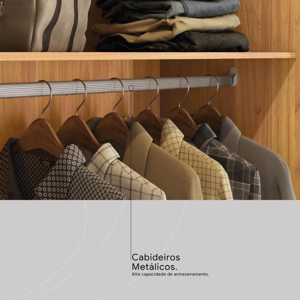 Guarda Roupa Dalila 3 Portas, 4 Gavetas E 3 Cabideiros Flex Cinamon Touch Com Espelho - Demóbile Cinamon Touch - 4