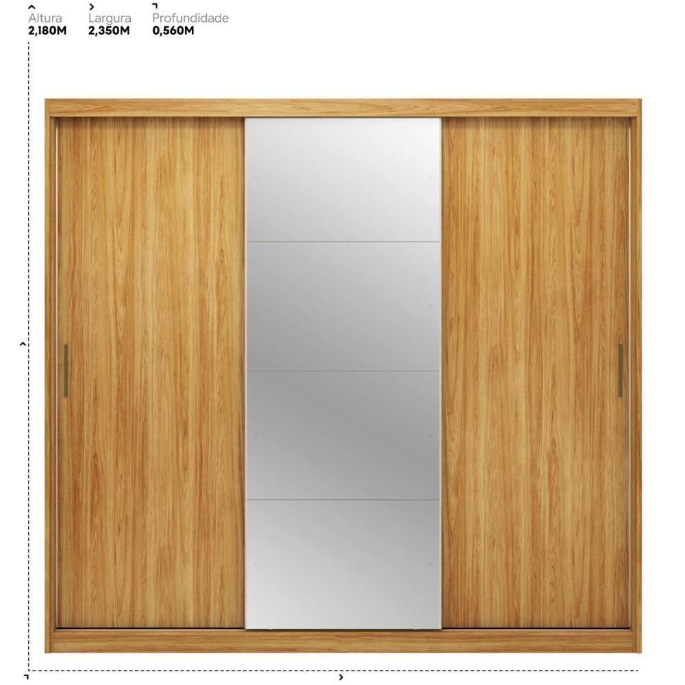Guarda Roupa Dalila 3 Portas, 4 Gavetas E 3 Cabideiros Flex Cinamon Touch Com Espelho - Demóbile Cinamon Touch - 7