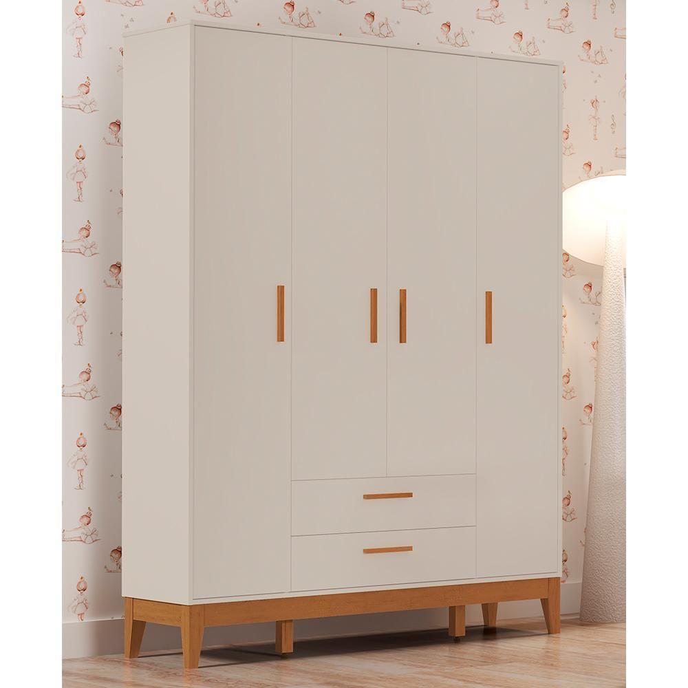 Guarda Roupa Infantil Flip 4 Portas E 2 Gavetas Areia Fosco - Reller Móveis Areia Fosco - 4