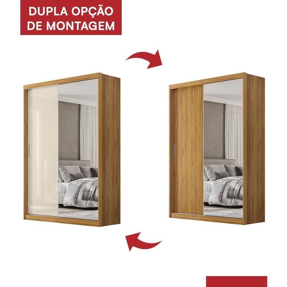 Guarda Roupa Casal Riva 2 Portas Deslizantes Flex Cinamon Touch/off White Com Espelho - Demóbile Cinamon Touch/off White - 6