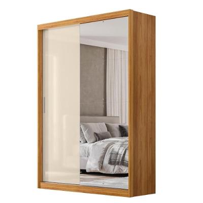 Guarda Roupa Casal Riva 2 Portas Deslizantes Flex Cinamon Touch/off White Com Espelho - Demóbile Cinamon Touch/off White