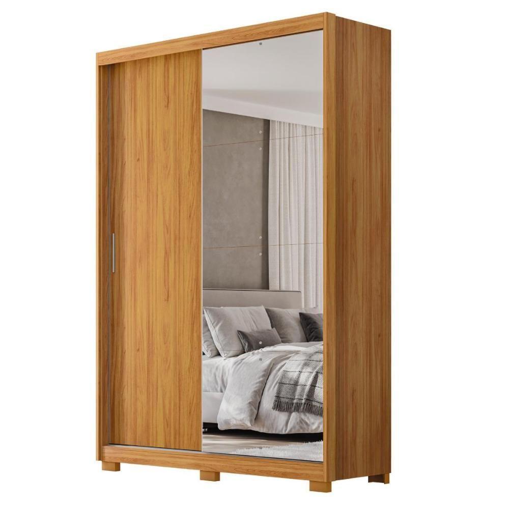 Guarda Roupa Casal Riva 2 Portas Deslizantes Flex Cinamon Touch Com Espelho E Pés - Demóbile Cinamon Touch - 1