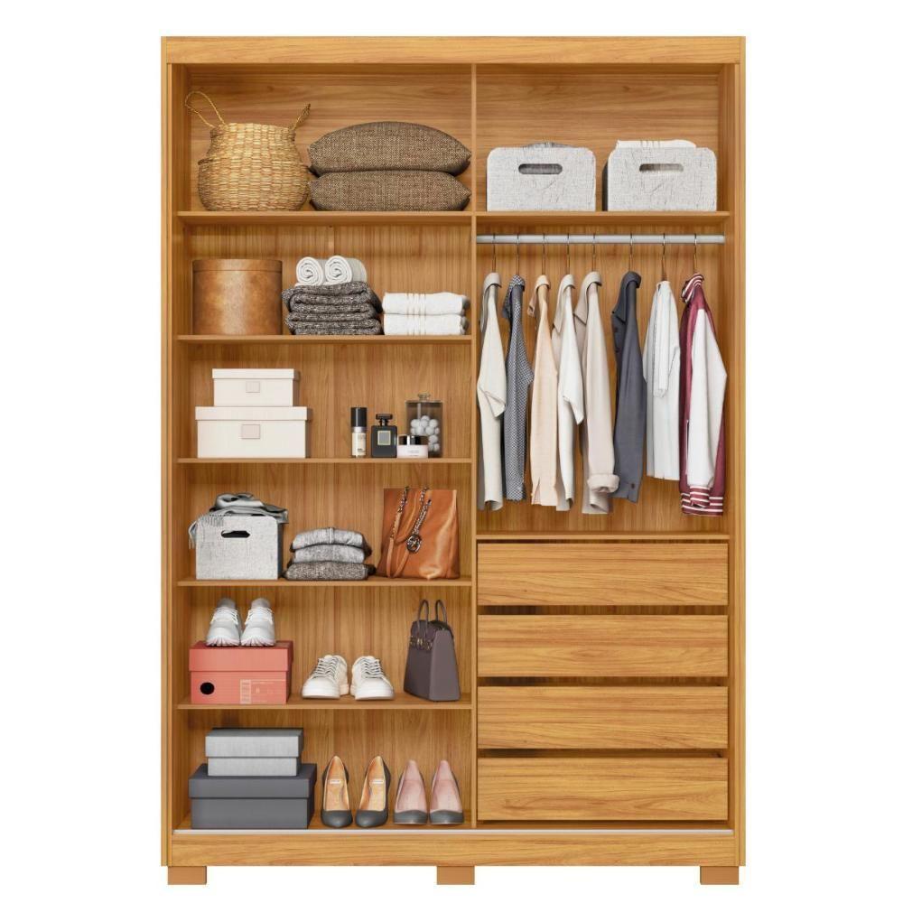 Guarda Roupa Casal Riva 2 Portas Deslizantes Flex Cinamon Touch Com Espelho E Pés - Demóbile Cinamon Touch - 5