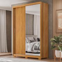Guarda Roupa Casal Riva 2 Portas Deslizantes Flex Cinamon Touch Com Espelho E Pés - Demóbile Cinamon Touch - 2