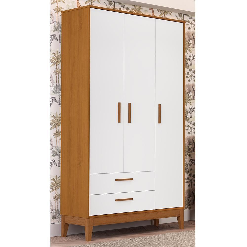 Guarda Roupa Infantil Flip 3 Portas E 2 Gavetas Branco Fosco/savana - Reller Móveis Branco Fosco/savana - 2